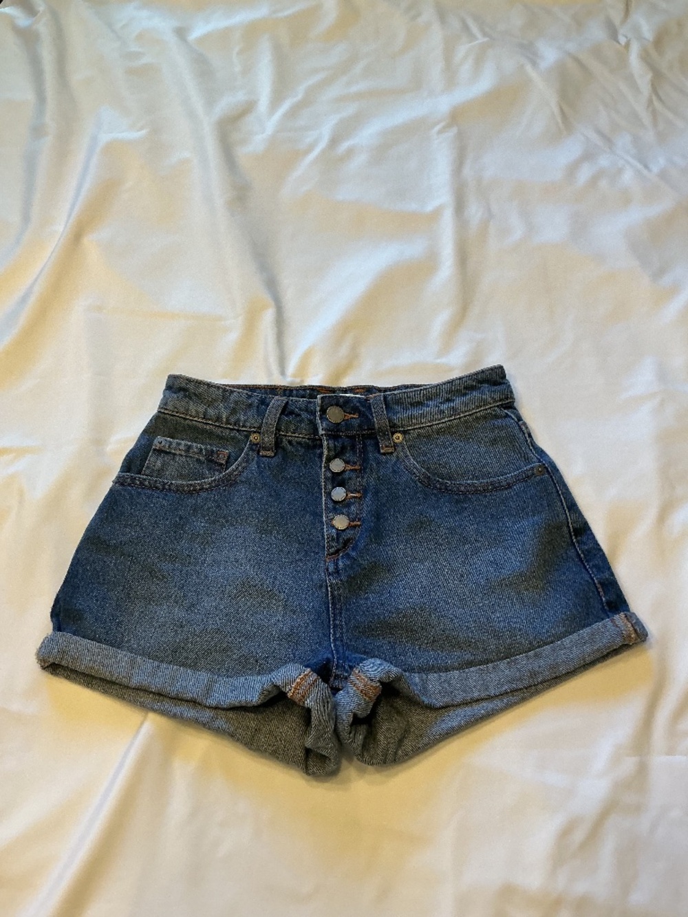 ROXY Authentic Summer High Cuffed Button-Fly Denim Shorts (size:25)